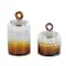 Glass Geometric Faceted Ombre Decorative Jars with Diamond Knobs, 2ct.